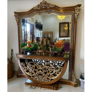 Meja Konsol dan Pigura Cermin Dinding Hias Mewah