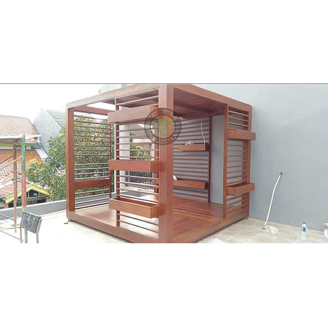 pergola kubus kayu jati