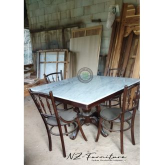 Set Meja Makan Marmer Square