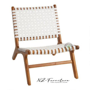 Kursi Jati Anyaman Nabati Putih