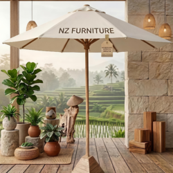 garden umbrella teak wood