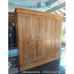 Lemari Pakaian Jati Minimalis 4 Pintu Modern